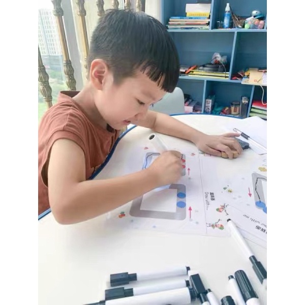 Tập tô vẽ thông minh xoá được, đồ chơi giáo dục sớm cho bé, nét cơ bản, nối số montessori rèn luyện tính kiên trì