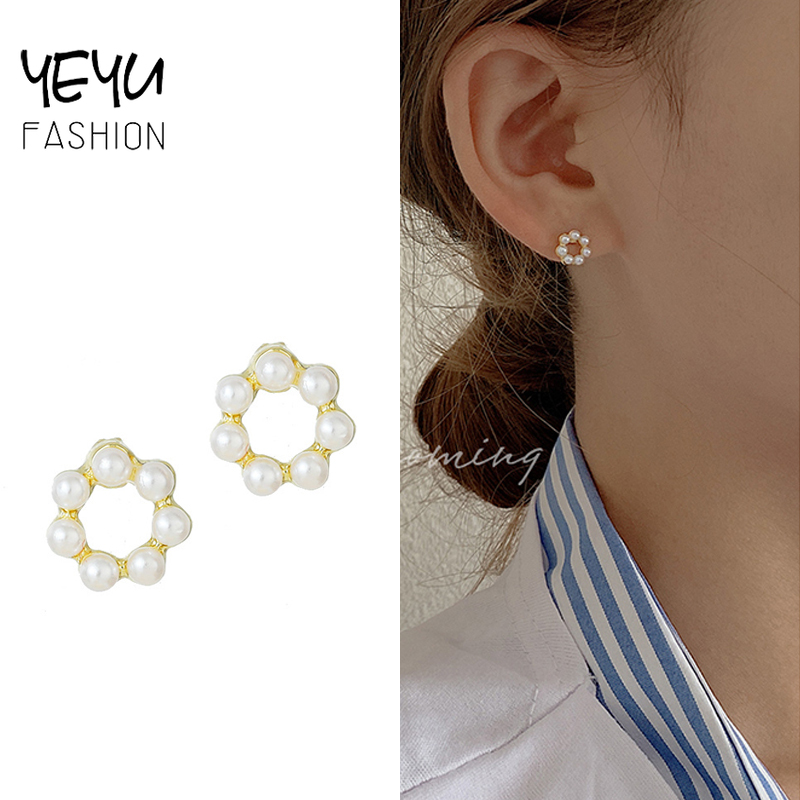 Khuyên Tai Nữ Đính Ngọc Trai Phong Cách Hàn Quốc S925
