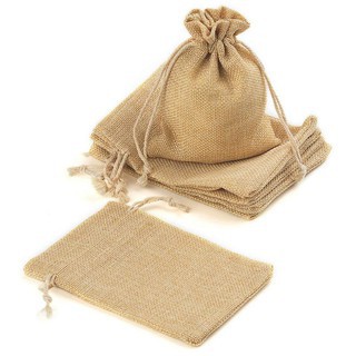 Combo 5 Túi vải bố có dây rút nhỏ xinh đựng cà phê treo ô tô, hoa thơm, trang trí 10x14 cm