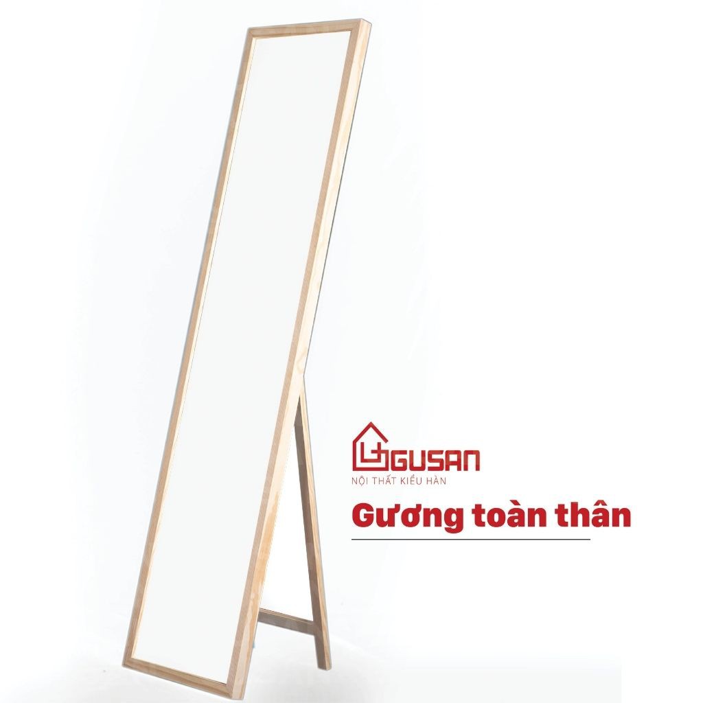 Gương toàn thân cao cấp bằng gỗ thông, gương đứng cao 1m7, có sơn phủ NC kiểu Hàn