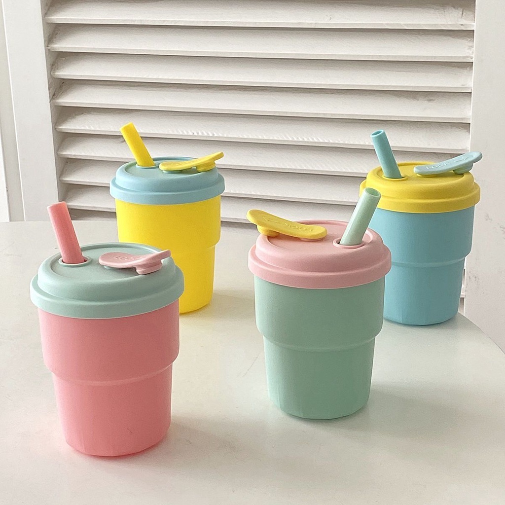 Cốc Uống Nước Silicone Có Nắp Đậy Chống Rò Rỉ Chịu Nhiệt