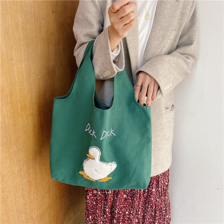 [CỰC XINH] Túi Vải Tote Thời Trang Chất Canvas Xịn Siêu Dày Dặn Họa Tiết Vịt Duck Duck