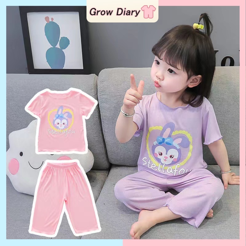 Bộ Đồ Ngủ In Hình Thỏ Stellalou Dễ Thương Cho Bé Gái Từ 0-8 Tuổi