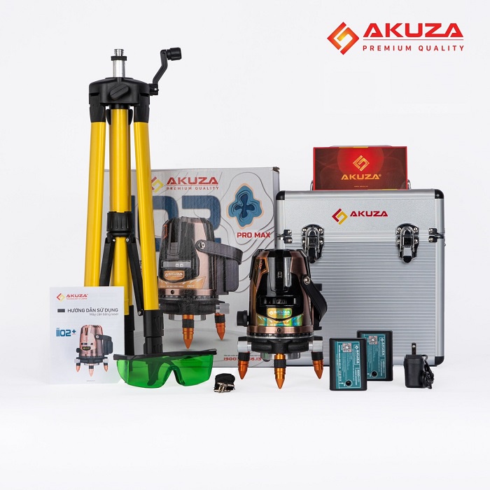 Máy Bắn Cốt Cân Bằng Laze AKUZA AK-1102 PRO MAX 5 tia xanh siêu sáng + máy bắn cốt laze hỗ trợ ngoaì trời