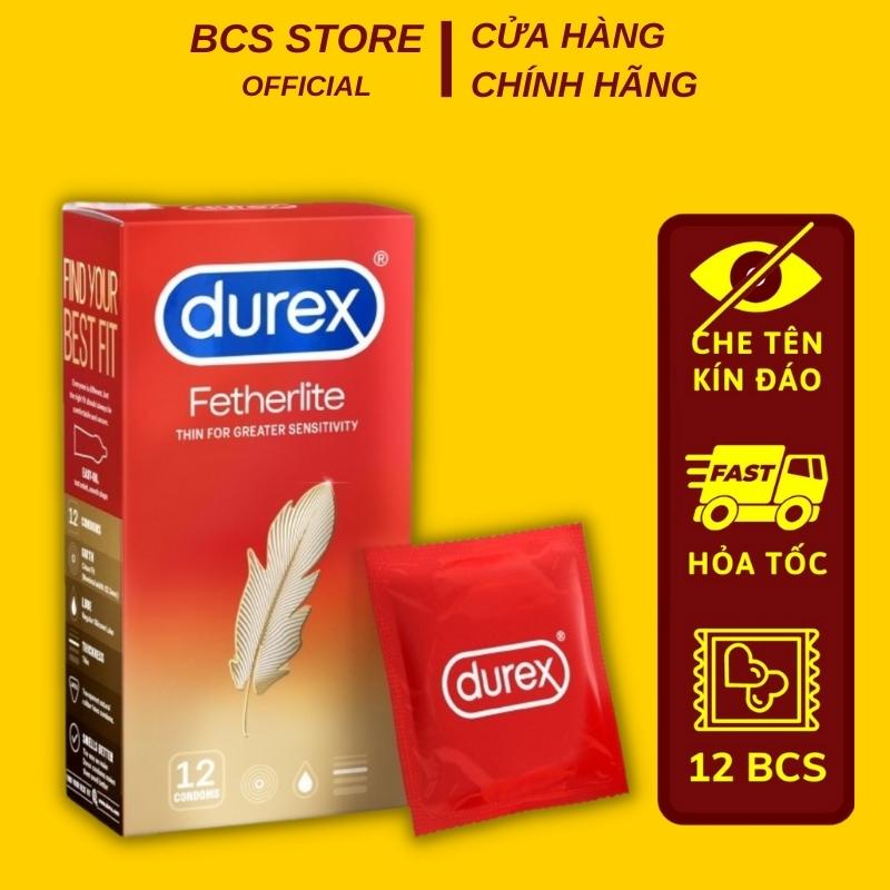 Bao cao su Durex Fetherlite siêu mỏng hộp 12 bao an toàn tăng khoái cảm cho nam giới