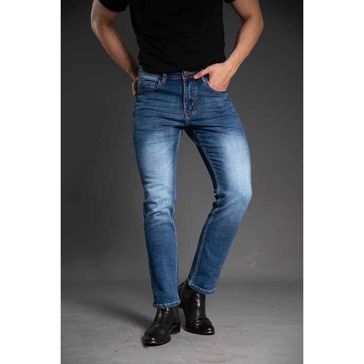 Quần jean nam cao cấp ống đứng H90 màu xanh ghi mài chất co giãn trẻ trung J079