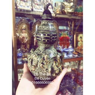 Hồ lô bát tiên đồng đen (giả cổ)