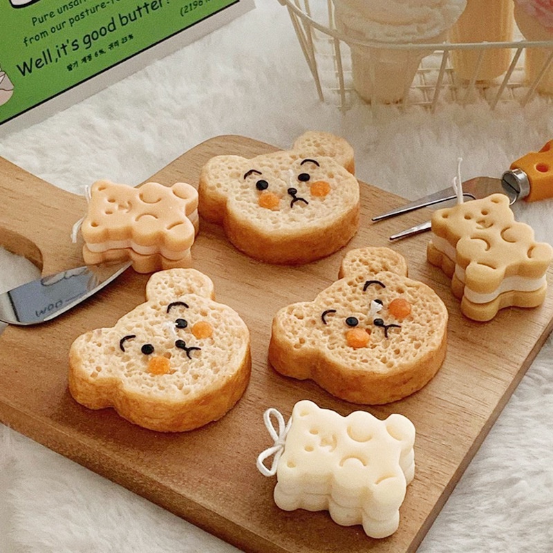 Khuôn Silicon Bánh Mỳ Sandwich Hình Gấu - Khuôn Làm Nến Thơm Handmade