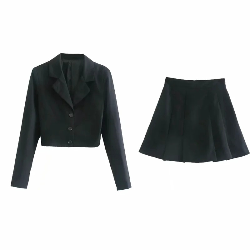 French retro suit 2020 early autumn new women's three-button blazer pleated suit half skirt hakama 9
