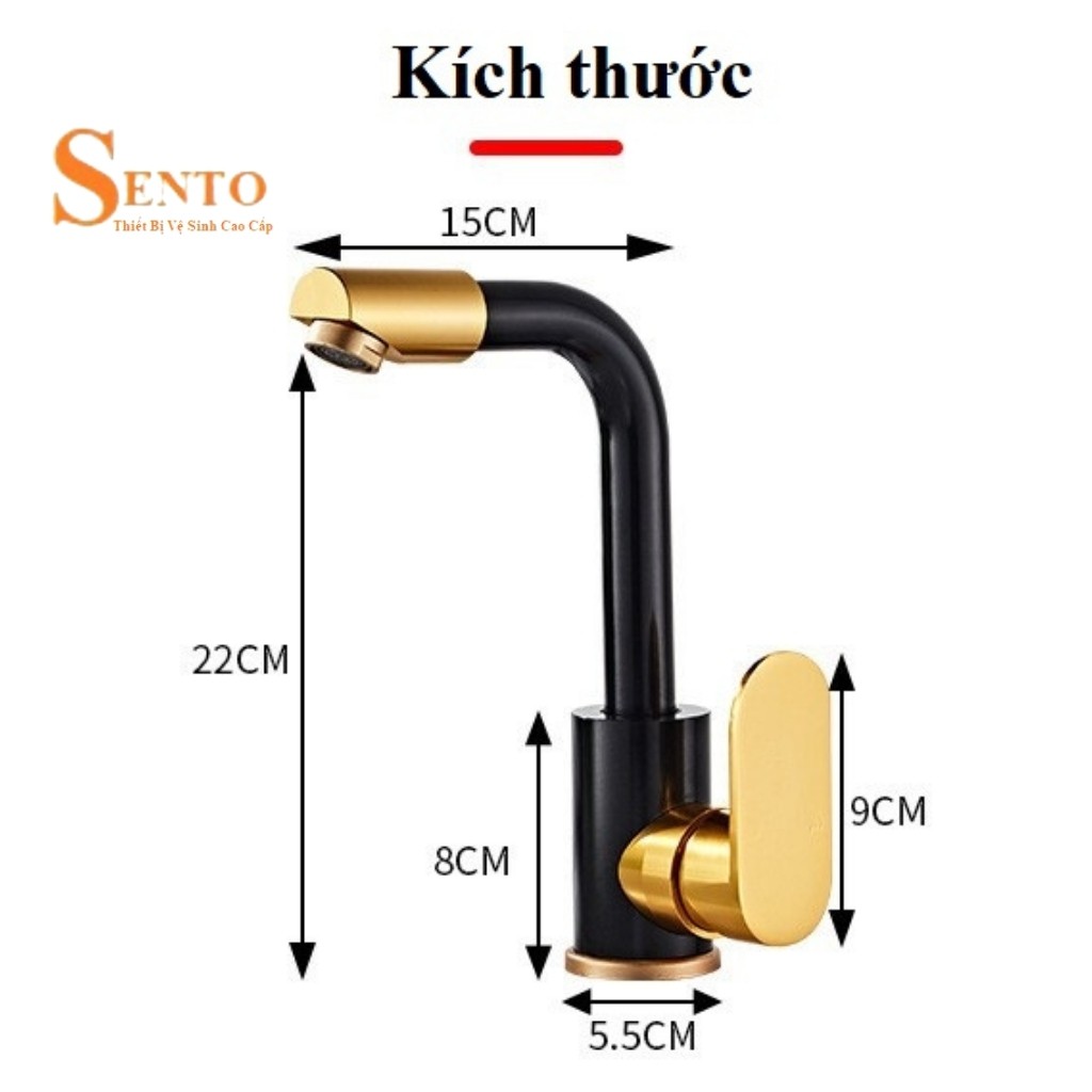 Vòi Lavabo Vòi Rửa Mặt Nóng Lạnh Cắm Chậu SENTO - Mẫu Mới Tặng Kèm Cặp Dây Inox Bảo Hành 12 Tháng