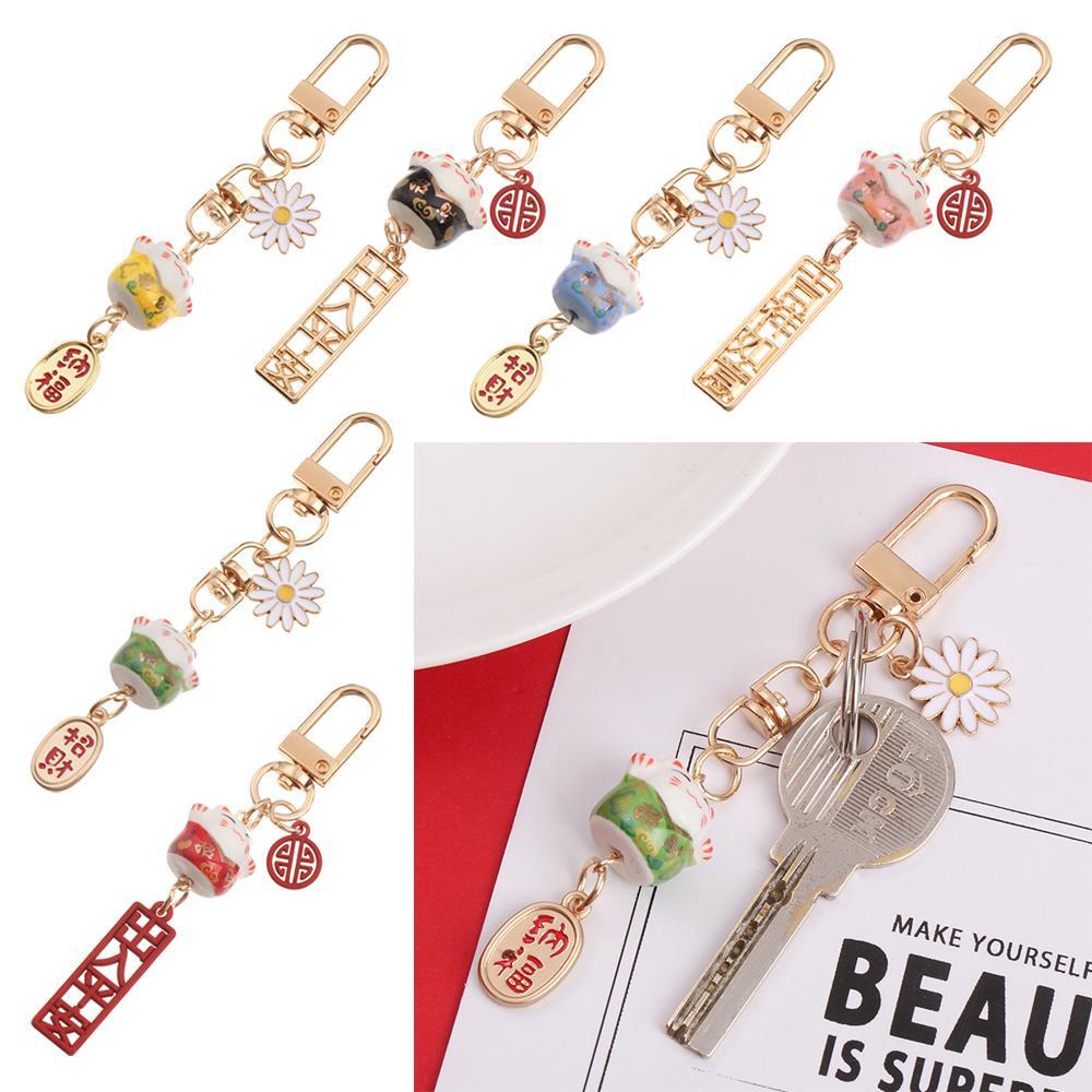 GOGOUP Móc Khóa Hình Chú Mèo May Mắn Dễ Thương