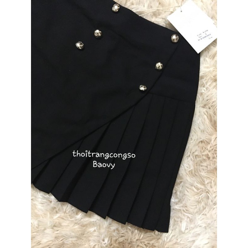 [Freeship]Chân Váy Xòe Chân Váy Xếp Ly Phối Cúc Kim Loại Có Cạp Cách Điệu Form Đẹp Độc Lạ🔝🔝🔝 | BigBuy360 - bigbuy360.vn