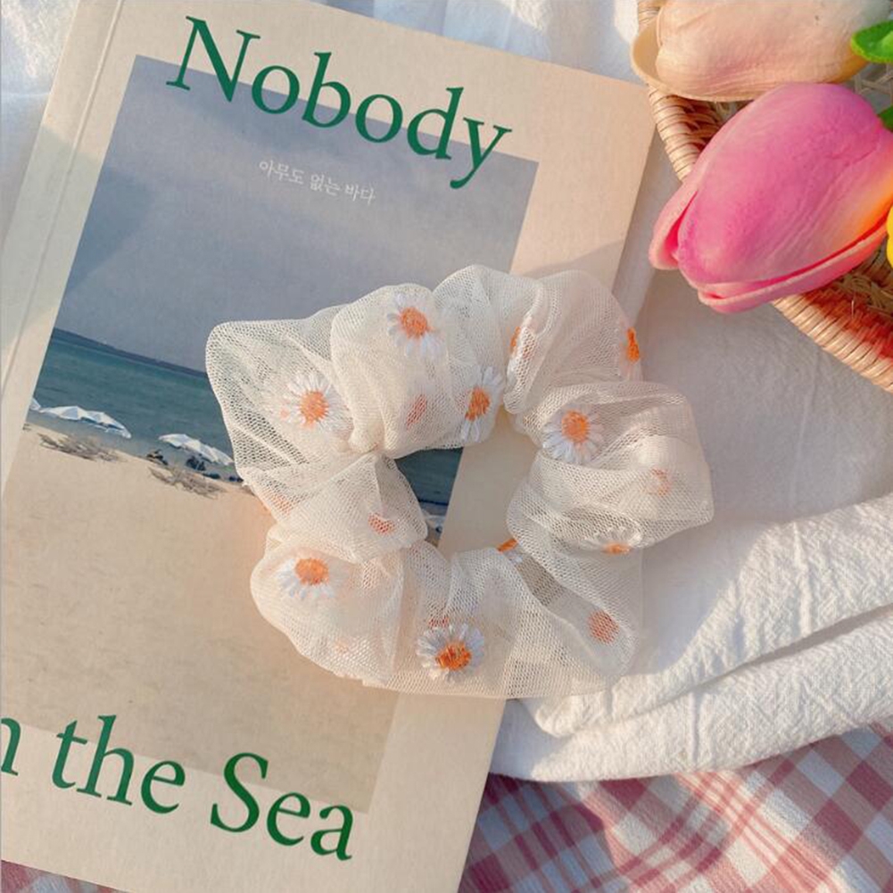 Dây buộc tóc họa tiết hoa cúc dễ thương cho nữ