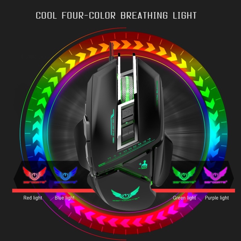 Chuột cơ gaming led RGB 3200DPI - X400GY Black mechanical Gaming mouse 11 Key