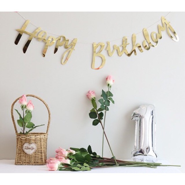 Dây chữ Happy Birthday ánh kim, trang trí sinh nhật, đầy tháng, sự kiện #TrangTriSinhNhat