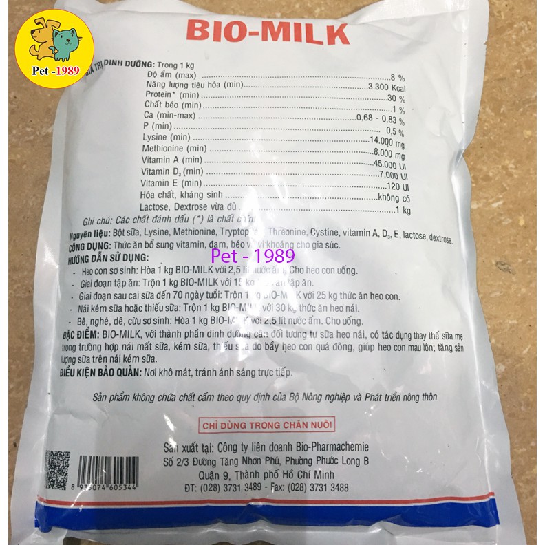 BIO Milk 1 Kg- Sữa Cao cấp chuyên dùng cho heo con và heo nái Pet-1989