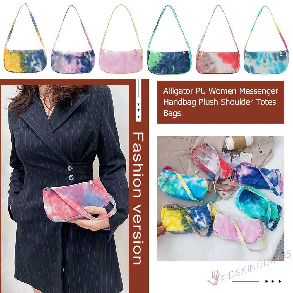 【Big Sale】Fashion Women Tie-dyed Cotton Handbag Ladies Underarm Shoulder Bags Random