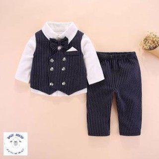 Set bộ vest công tử 3 chi tiết vest rời đầy tháng/thôi nôi bé trai 0-12m hàng cao cấp loại 1
