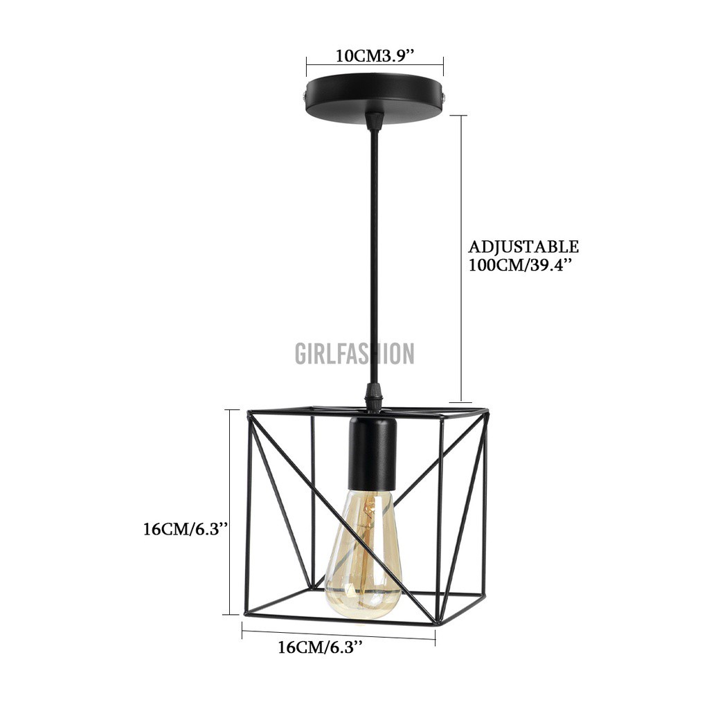 Metal Pendant Light Shade Ceiling Industrial Geometric Wire Cage Lampshade Lamp Without bulb