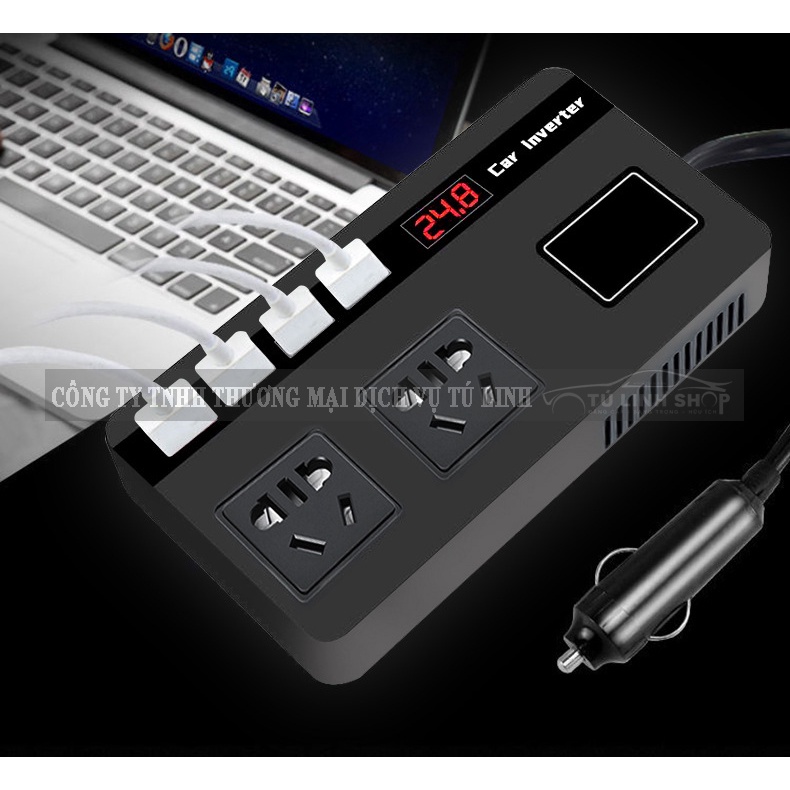 Tẩu chuyển điện 12v thành 220v, công suất 75w, 150W, 200W trên ô tô
