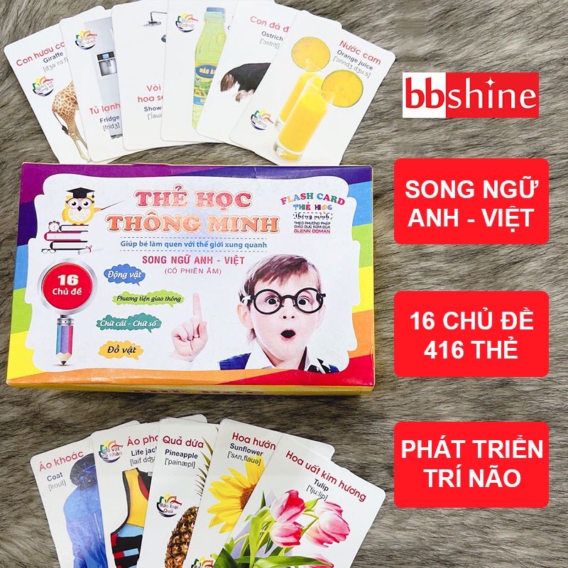 Bộ thẻ học thông minh cho bé , Flashcard gồm 16 chủ đề cho bé khám phá