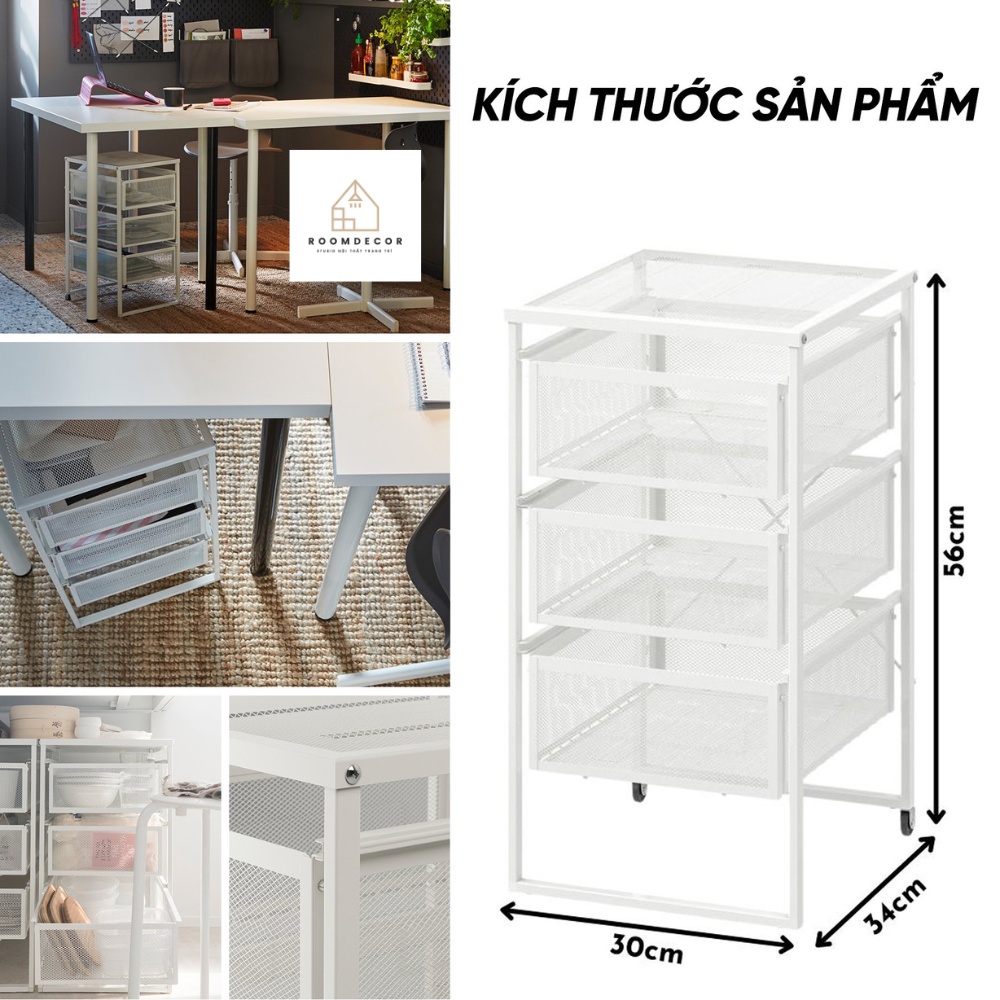 Kệ Đựng Đồ Đa Năng IKEA 3 Tầng Để Sách Để Đồ Skincare Có Ngăn Kéo Chính Hãng IKEA