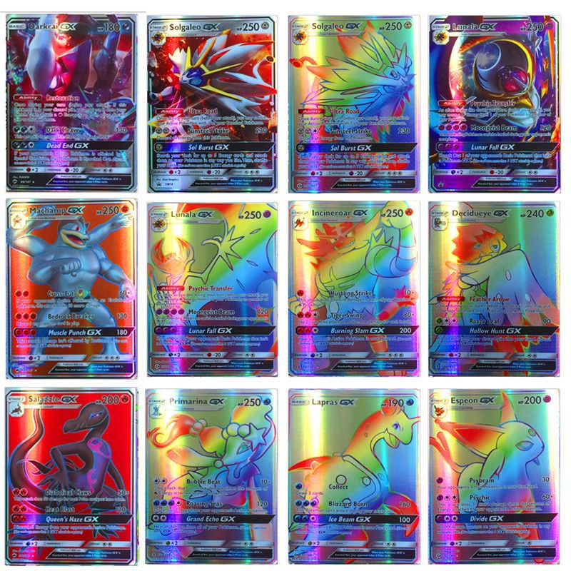 bnq-echo 120Pcs 115 GX + 5 MEGA Pokemon Cards Holo Flash Trading Cards Bundle Mixed LOT-r5d