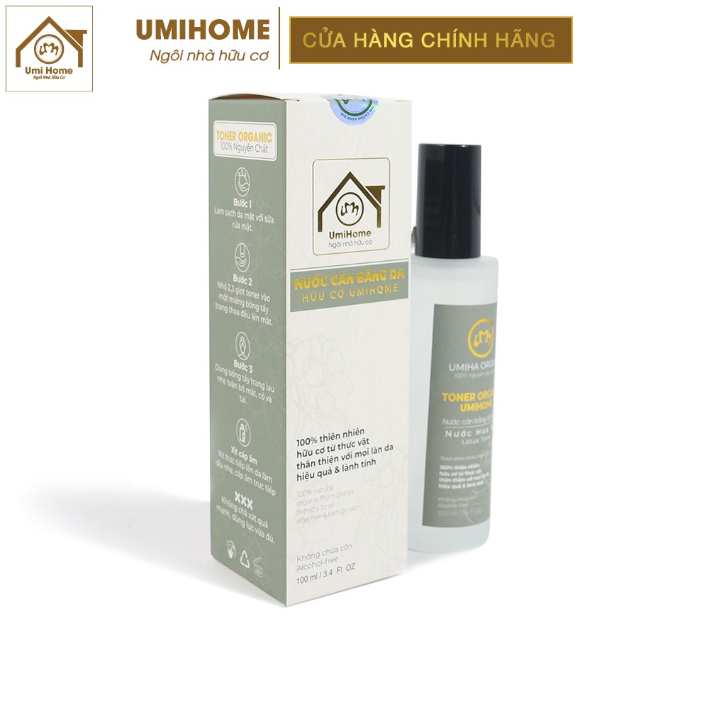 Toner Hoa Sen thiên nhiên UMIHOME cân bằng ẩm cho da | Lotus Toner 100ml