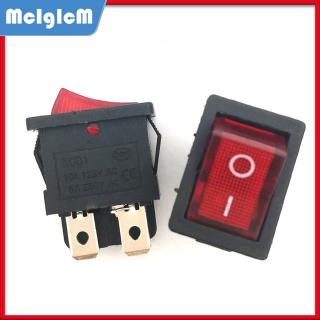 5pcs Rocker Switch 6A 250V /10A 125V AC 4 Pin I/O SPST Snap RED Light 15*21mm