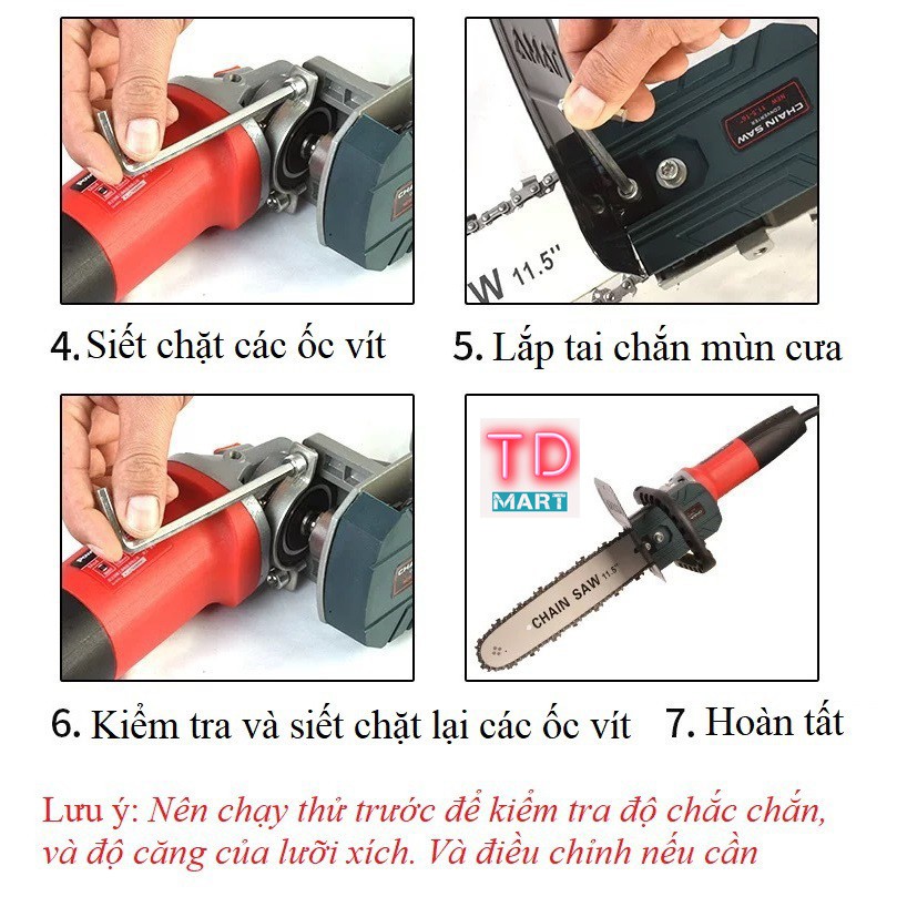 [Lắp Sẵn] Bộ Lam Cưa Xích Gắn Máy Mài Cầm Tay Loại 1 dùng cho tất cả các loại máy mài