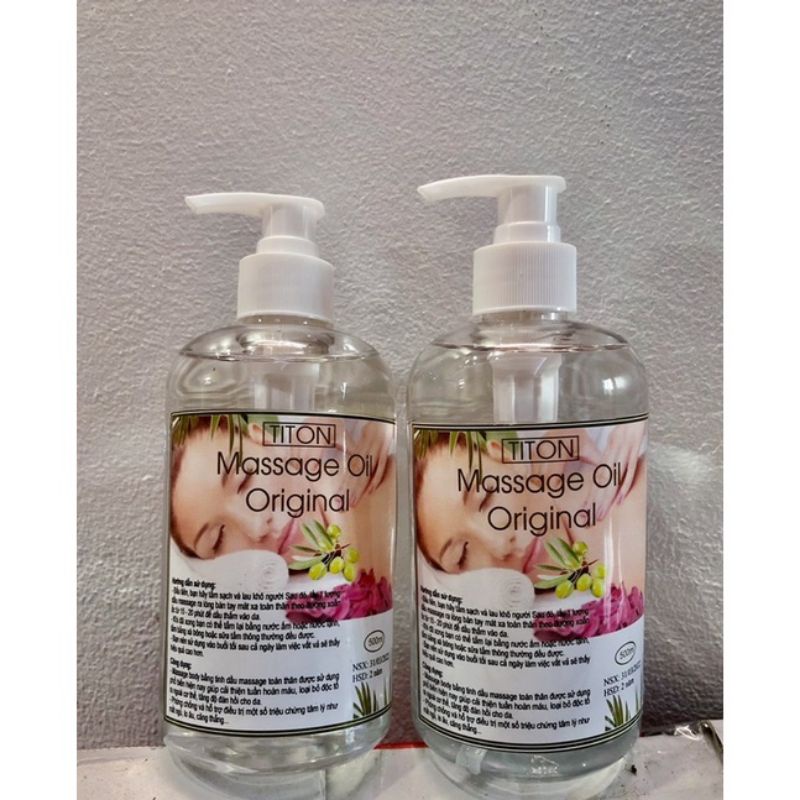 Dầu nền massage body không mùi trơn mềm có vòi nhấn chai 500ml
