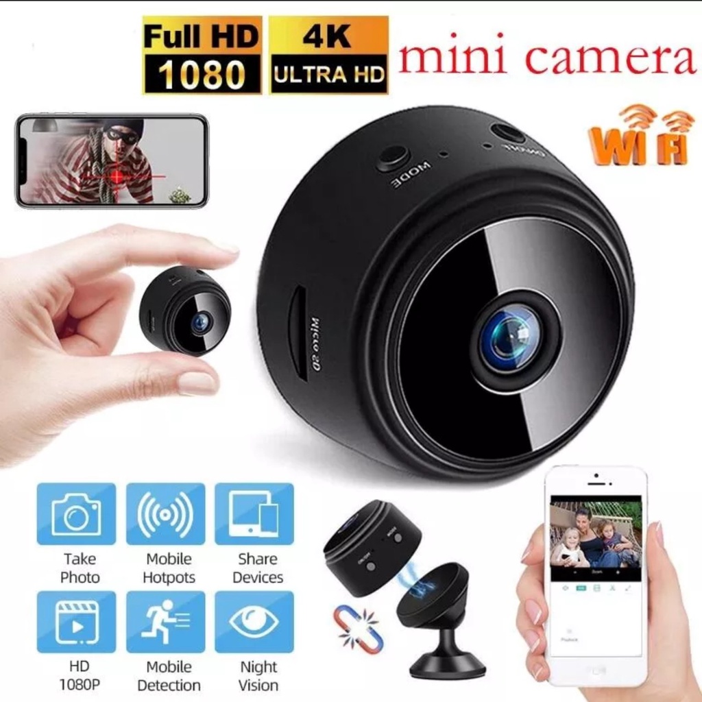Camera Mini Wifi Kết Nối Với Điện Thoại Qua App Hỗ Trợ Quay Phim Thu Âm Ghi Hình Chụp Ảnh Trên ĐT