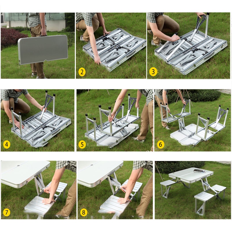 Bàn Ghế Gấp Gọn Thông Minh Dã Ngoại Du Lịch Liền Chân 4 Ghế - Bàn Xếp Dã Ngoại Ngoài Trời | BigBuy360 - bigbuy360.vn