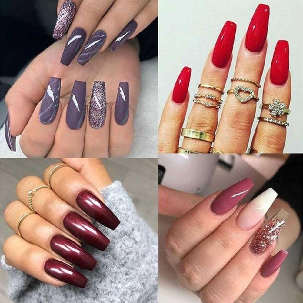 Móng Tay Giả Bằng Acrylic Trong Suốt / Trắng Tự Nhiên Che Phủ Toàn Diện