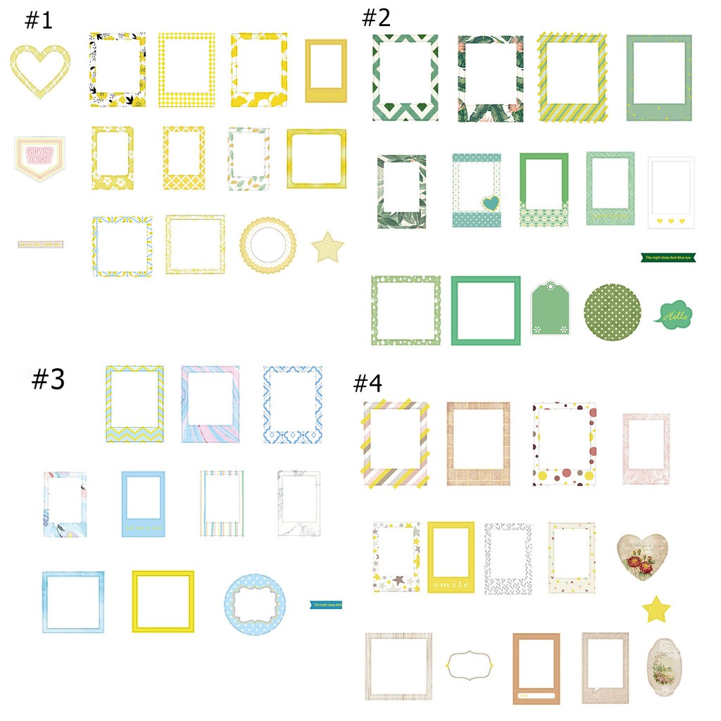 Sticker khung ảnh 15 khung ánh nhũ dán scrapbook, sổ tay