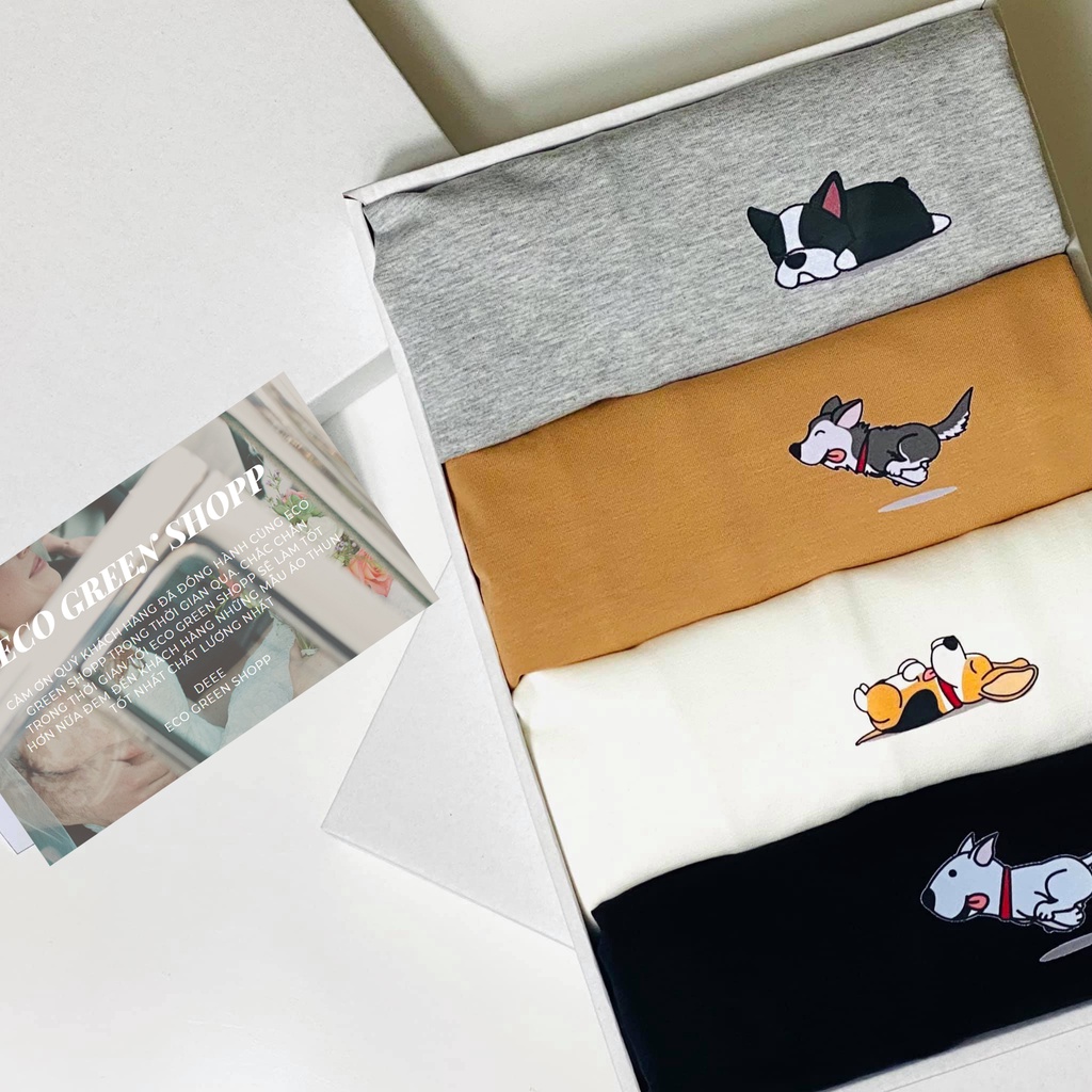 Áo thun Unisex Nam Nữ (In nổi) chó corgi cute