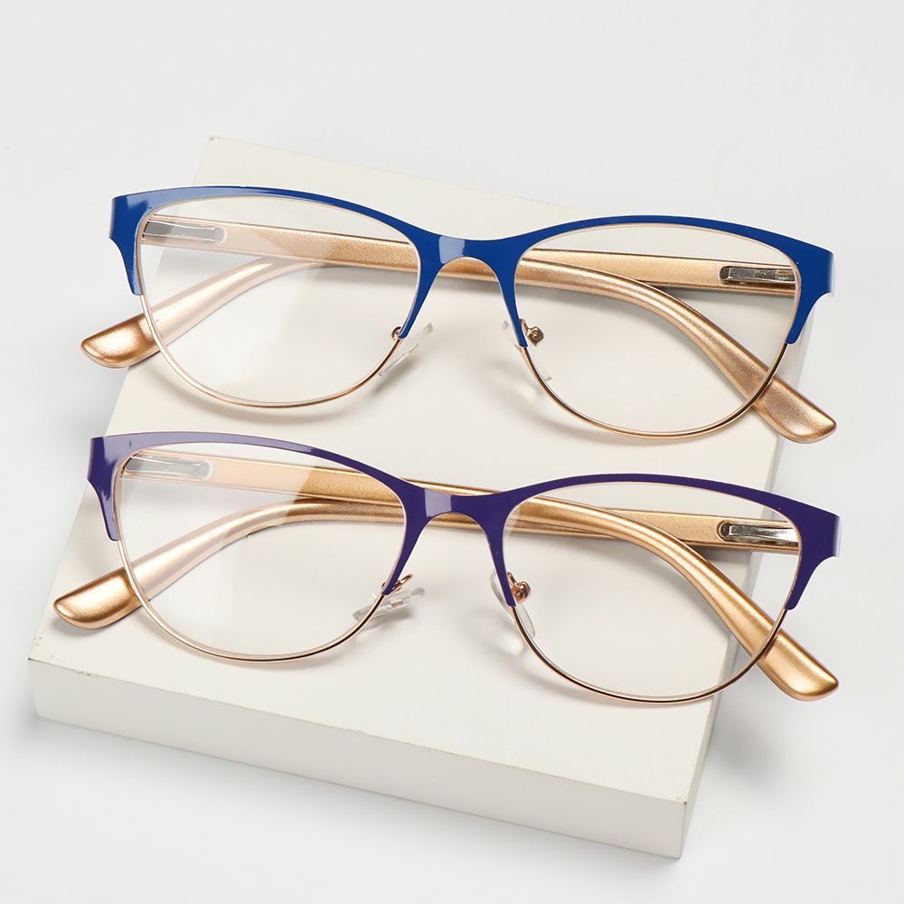 NIUYOU [Ready Stock] Reading Glasses Anti-fatigue Optical Eyewear Diopter +1.0 +3.5 Magnification Clear Lens Retro Metal Half Frame Presbyopic Eyeglasses