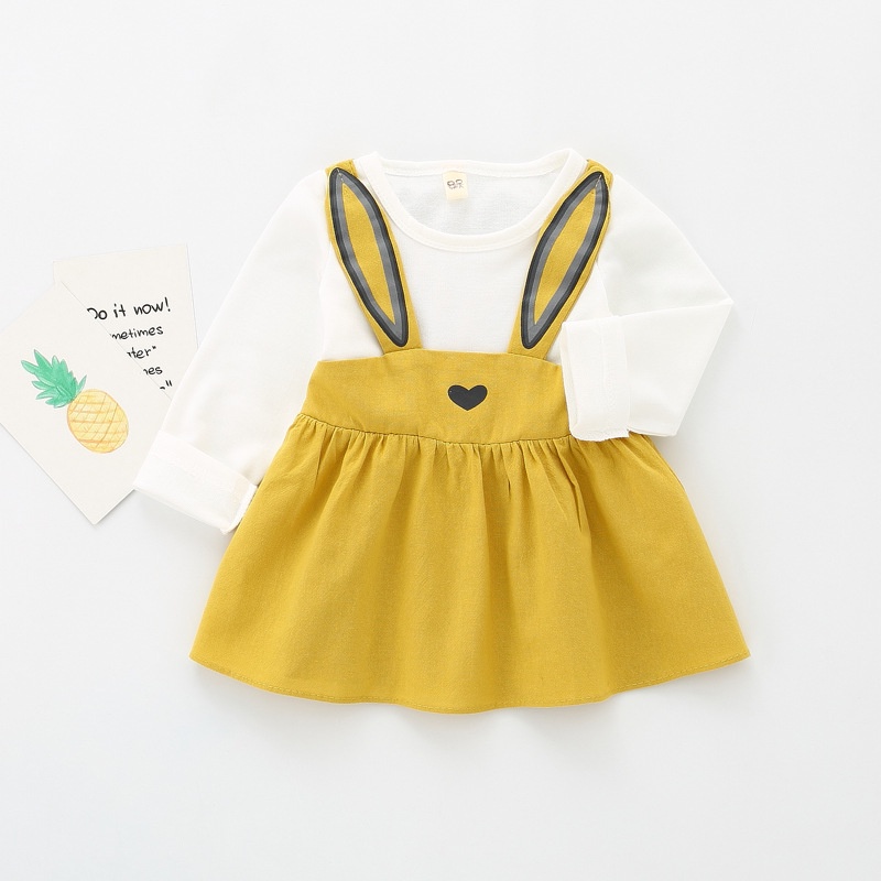 Váy thu đông tai thỏ cute cho bé gái size 5-13kg