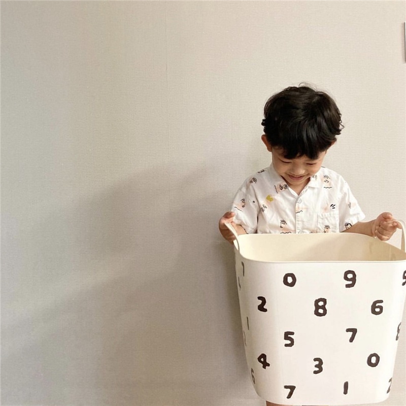 Giỏ Đựng Đồ Dơ In Chữ Baba Daddy Có Tay Cầm Và Nắp Đậy Kiểu Hàn Quốc