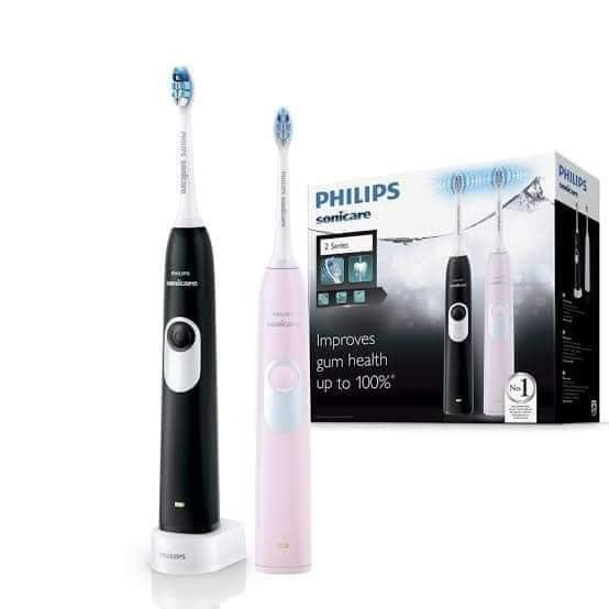 Set 2 bàn chải điện Philips Sonicare HX6232/41 (1 màu hồng + 1 màu đen)