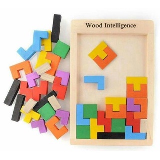 Đồ chơi gỗ montessori - bảng xếp hình bằng gỗ tetris cao cấp