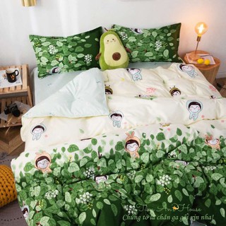 [Hàng Nhập Khẩu] Bộ Vỏ Chăn Ga Gối COTTON POLY Cao Cấp Đủ Size - Mẫu BÉ ONG VƯỜN LÁ