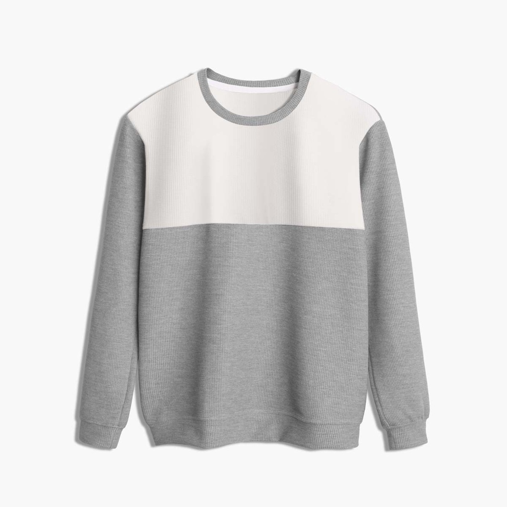 Áo Sweater Basic ROUGH Wafflet Premium Phối 2 Màu Phong Cách Hàn Quốc Trẻ Trung