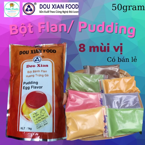 Bột pudding flan douxian gói 50g - 8 mùi vị thơm ngon, dai mềm mịn, dễ nấu - ảnh sản phẩm 1