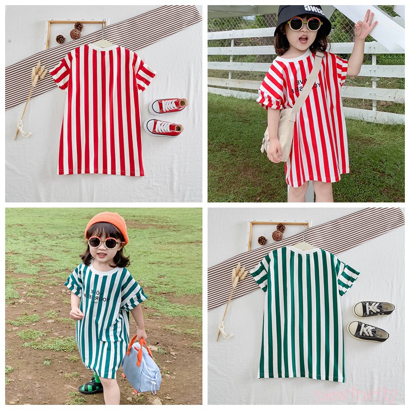 Đầm thời trang họa tiết sọc dọc xinh xắn dành cho bé gái