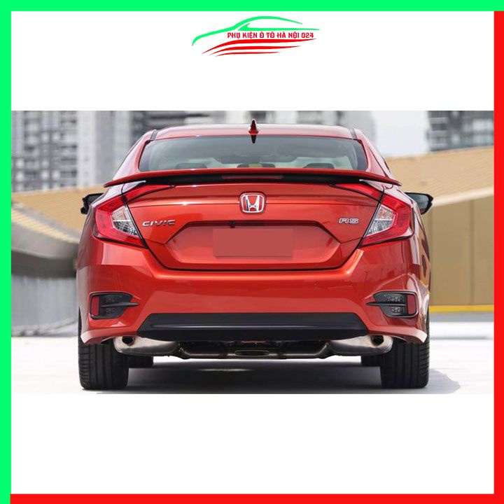 Đuôi gió sau xe liền cốp Honda Civic Kiểu RS 2019-2022 có đèn Led hàng mộc chưa sơn