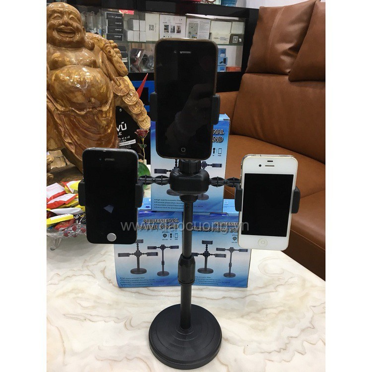 GIÁ ĐỠ KẸP 3 ĐIỆN THOẠI CHÂN TRÒN ĐỂ BÀN CHẮC CHẮN TIỆN DÙNG LIVESTREAM HỌC HỌP HỘI THẢO GIẢNG DẠY ONLINE