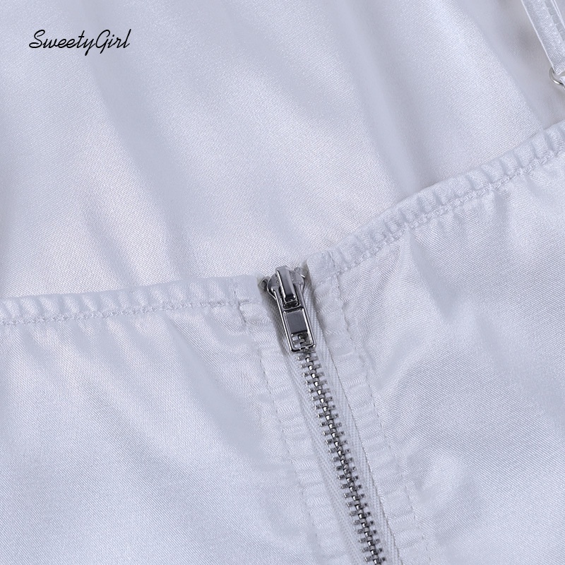 Áo Tank Top Hai Dây Ôm Dáng Màu Trơn Khóa Kéo Có Thể Điều Chỉnh Cho Nữ