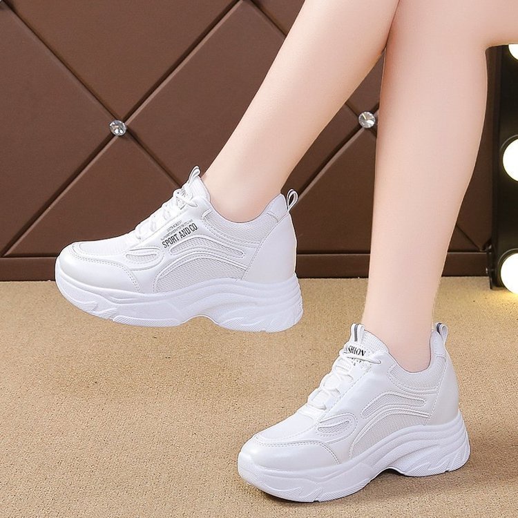 Giày thể thao nữ trắng độn đế 7 phân, giày nữ tăng chiều cao nâng đế cao cấp, Lisa M83
