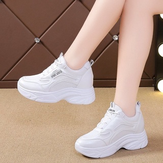 Giày thể thao nữ trắng độn đế 7 phân, giày nữ tăng chiều cao nâng đế cao cấp, Lisa M83